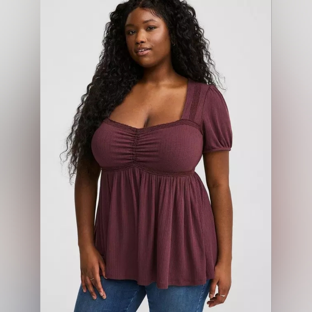 NWT Torrid Textured Jersey Sweetheart Babydoll Tee Plus Size 1x